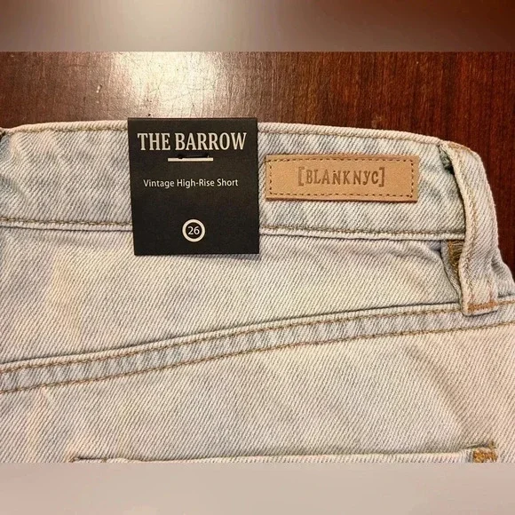 BLANK NYC THE BARROW VINTAGE HIGH-RISE DENIM CROCHET SHORTS. SIZE 26 NWTS - Picture 6 of 6